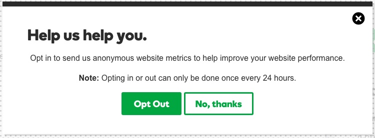 GoDaddy - New Hosting Experience - Opt Out button